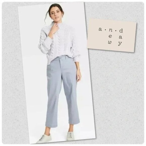 A New Day Pants Gray High Rise Straight Crop Stretch Womens Size 4 - Picture 7 of 7
